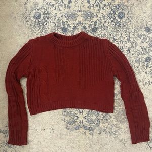 Cropped Turtleneck Red Sweater